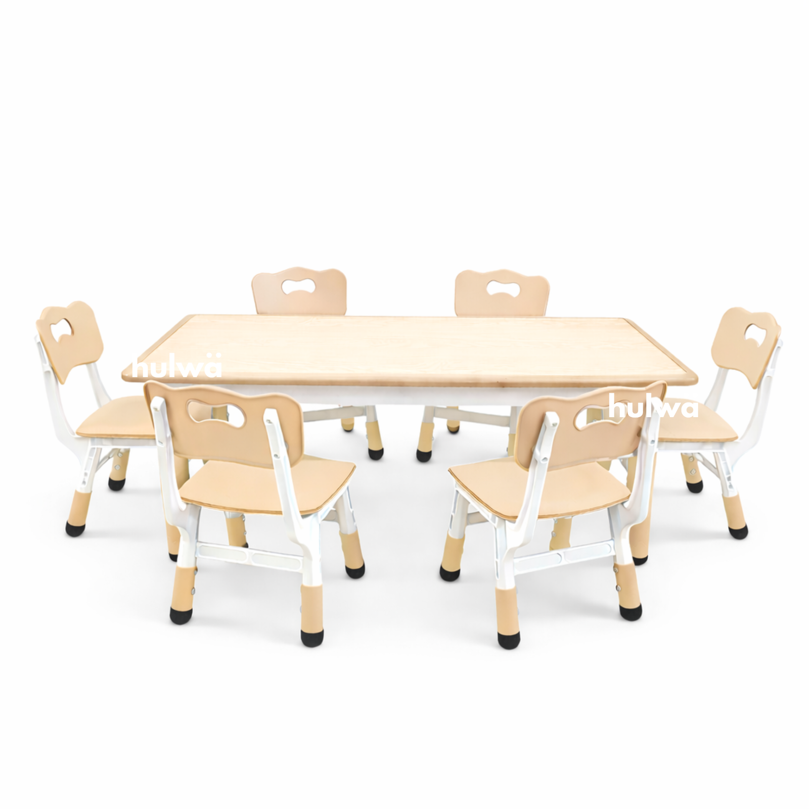 Meja Grafitti 120 x 60 + 6 Kursi Natural